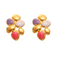 F371-Golden colorful red, white and purple earrings Picture4