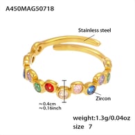 A450-Anello con zircone color oro/Numero 7 Immagine3