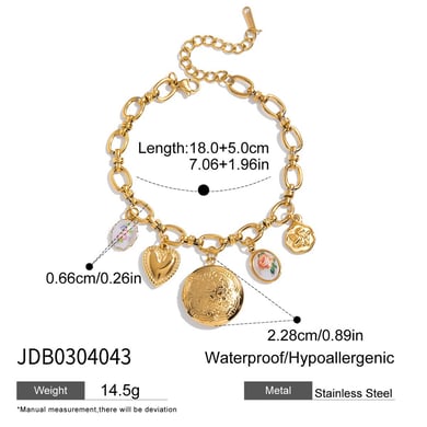 1 Piece Delicte Heart Stainless Steel Gold Color Women's Charm Bracelets h5 
