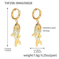 TXF298-3 Sky blue fish pendant earrings Picture2