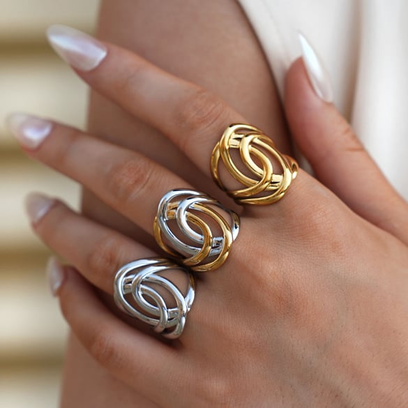 1 Piece Simple  Casual Irregular Shape Stainless Steel  Gold Color  Statement Rings