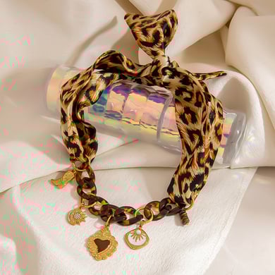 1 stuk luipaard stoffen hanger ketting h5 Afbeelding4