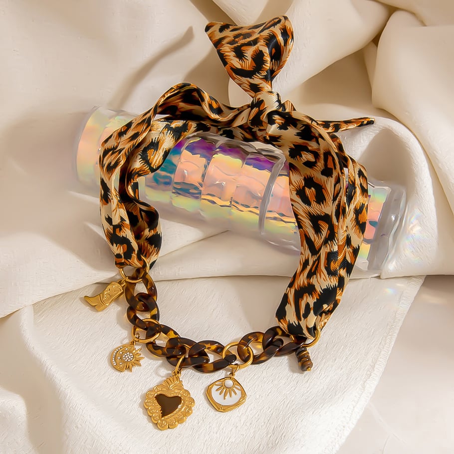1 stuk luipaard stoffen hanger ketting Afbeelding4