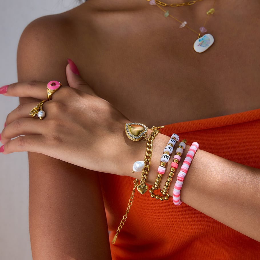 1 bracelet de perles pour femme en argile polymère et acier inoxydable Image4