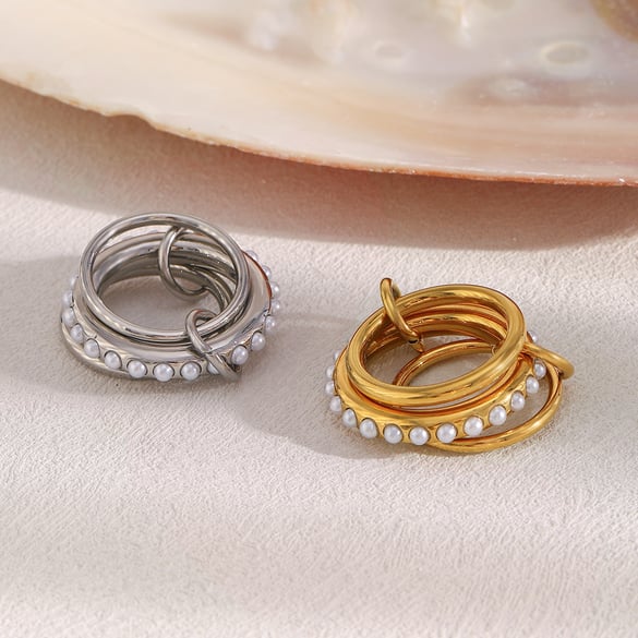 1 Piece Simple Series Elegant Circle Stainless Steel  Women's Gemstone Rings 2