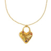 Colored zirconium love mama pendant necklace-gold 