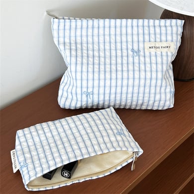 1 Parça Simple Series Sweet Strip Polyester Kadın Makyaj Çantası h5 Resim4