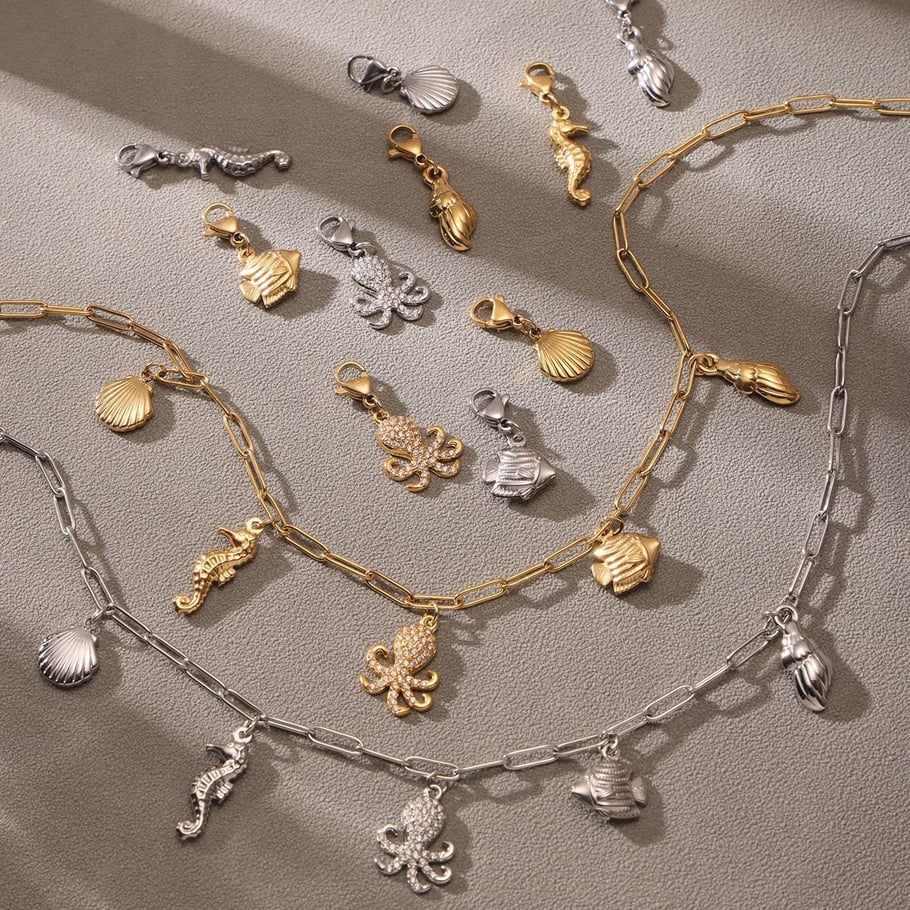 1 Piece Marine Organism Stainless Steel Gold Color Women's Pendant Necklaces Picture6