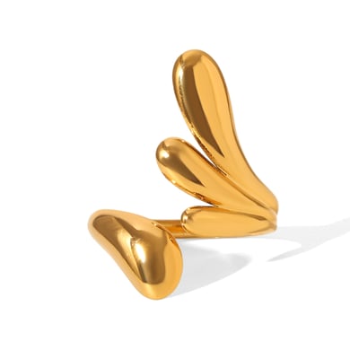 1 Piece Simple Series Daily Irregular Shape Stainless Steel Gold Color Statement Rings h5 