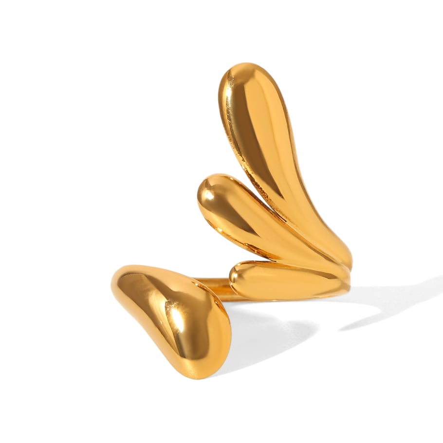 1 Piece Simple Series Daily Irregular Shape Stainless Steel Gold Color Statement Rings 