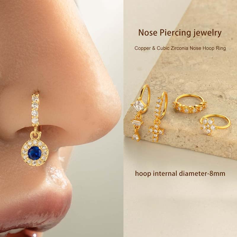 1 Piece Butterfly Copper Gold Color Zircon Nose Ring h5Picture4