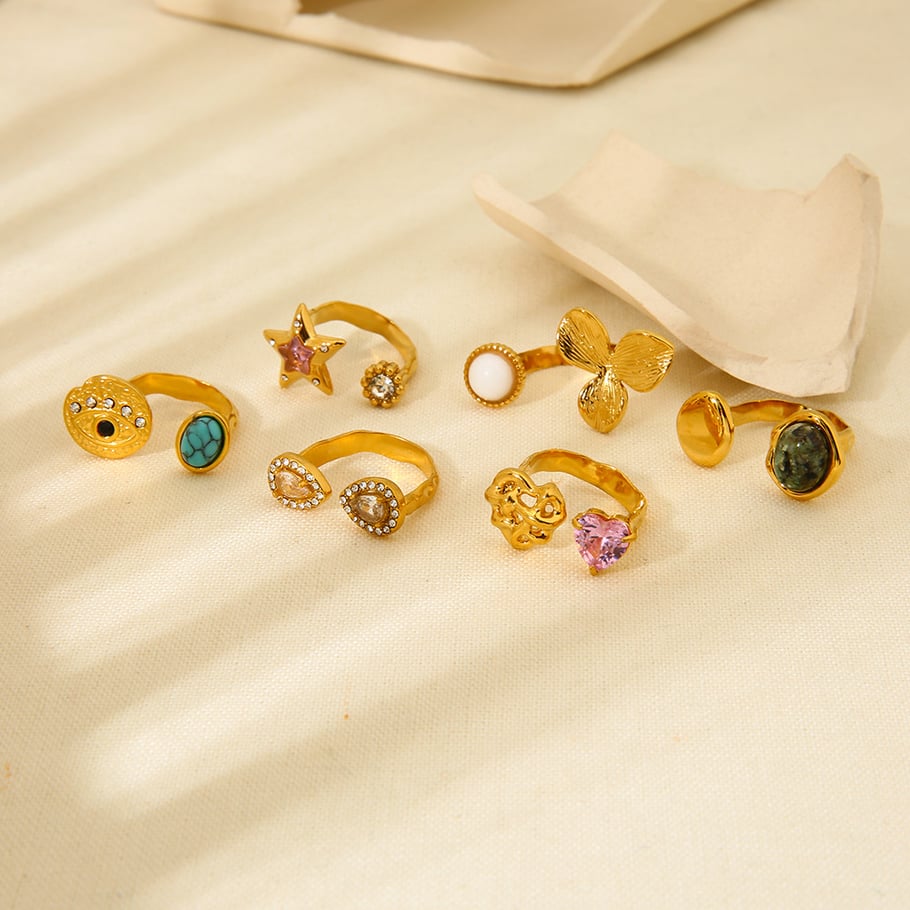 1 Pair Luxurious  Retro Geometric Stainless Steel Women's Statement Rings Picture4