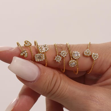 1 Piece Luxurious Heart Stainless Steel Gold Color Women's Gemstone Rings h5 Picture7