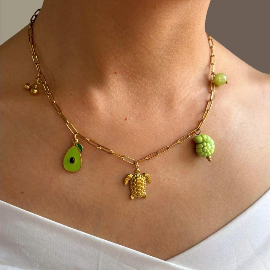 Collana con ciondolo color oro in acciaio inossidabile oceanico da 1 pezzo Immagine4