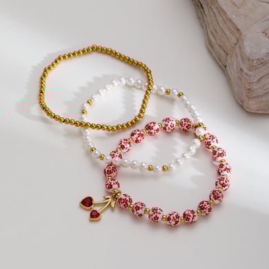 1 Piece  Sweet Flower Ceramics  Gold Color  Women's Beaded Bracelets h5 Picture3