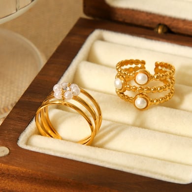 1 Stück Tägliche Blumenperlen Edelstahl Perlen Statement Ringe h5 Bild5