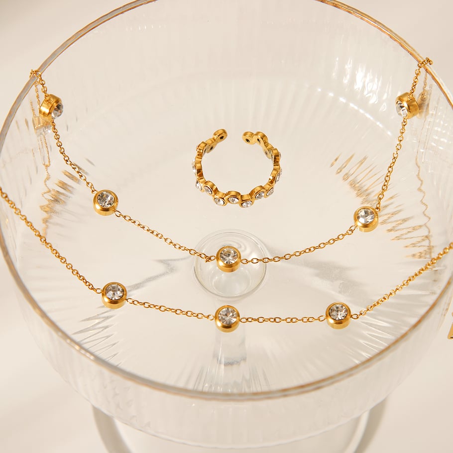 1 Stück unregelmäßige Form Edelstahl Gold Farbe Damen Halsketten Sets Bild6