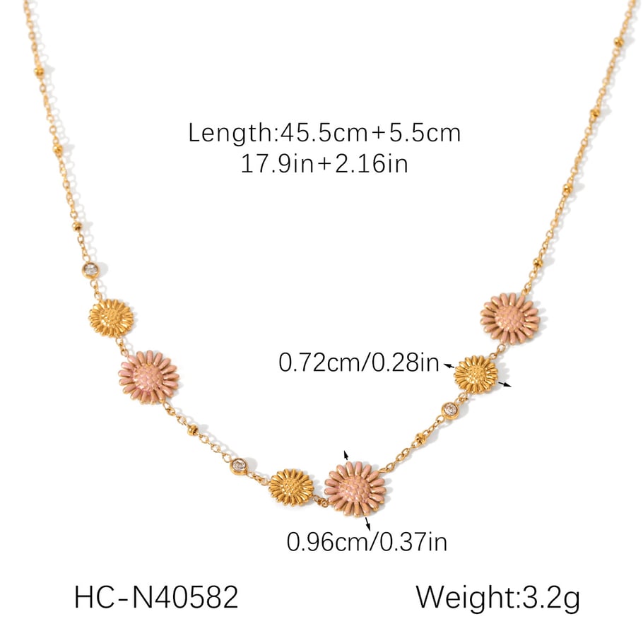 Collier chaîne en acier inoxydable pour femme, motif fleur, 1 pièce h5Image2