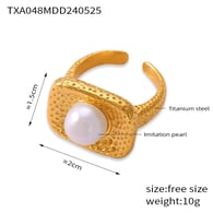 TXA048 - Anello con perla d&#39;acqua dolce in oro - Misura 7 Immagine6