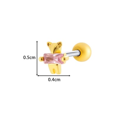 1 Piece Bow Copper Gold Color Zircon Piercing Earring h5 Picture2
