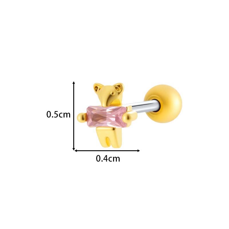 1 Piece Bow Copper Gold Color Zircon Piercing Earring Picture2