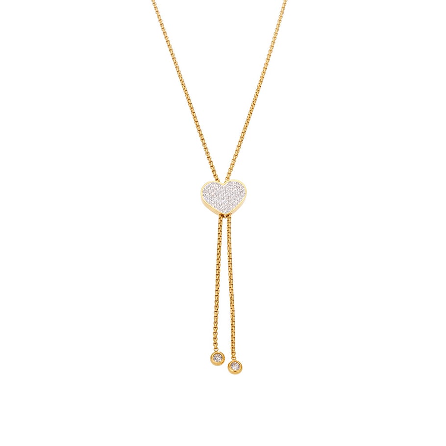 1 pezzo di collana con ciondolo a forma di cuore delicato in acciaio inossidabile color oro e zirconi da donna 