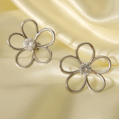 1 Pair Modern Flower Stainless Steel Gold Color Women's Stud Earrings h5 Picture7