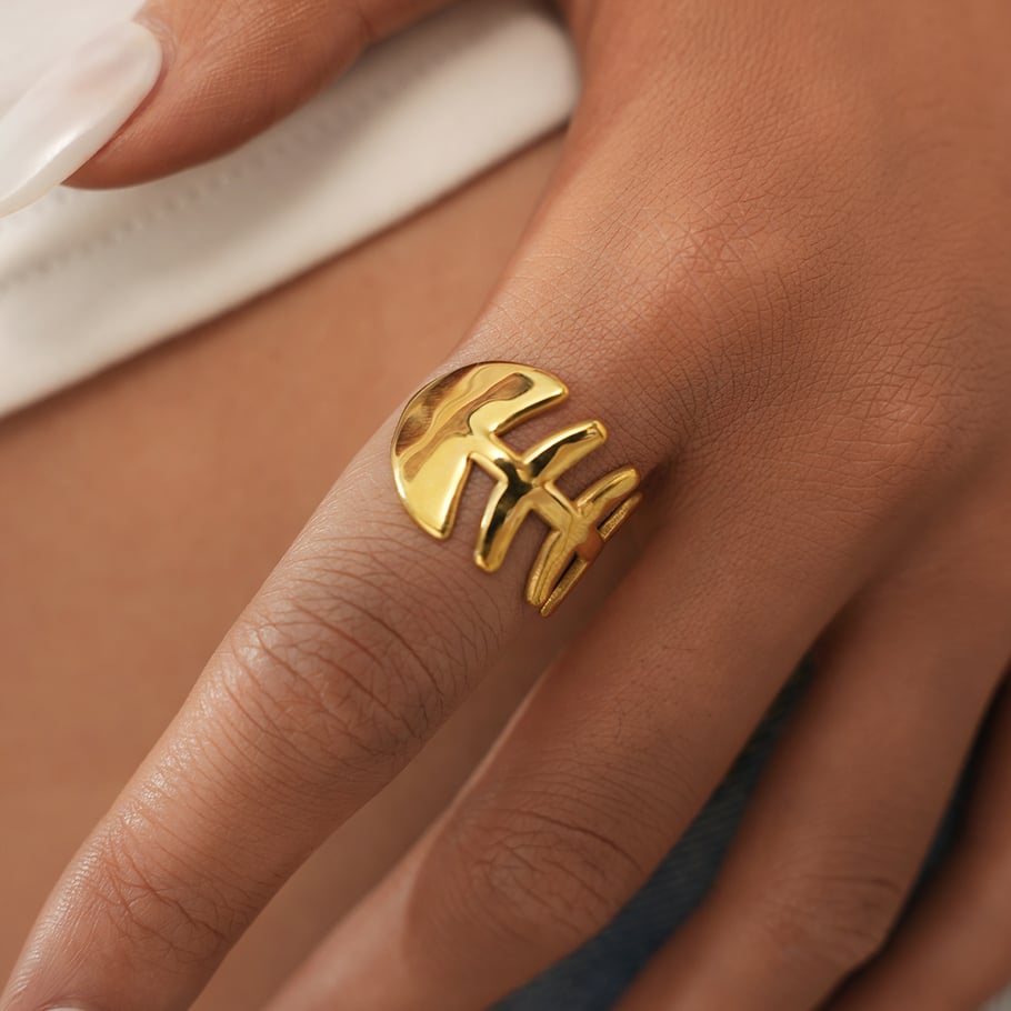 Bague en acier inoxydable couleur or avec motif animal naturel, 1 pièce Image6