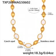 TXP269 - Collana con opale bianco dorato 41+5 cm Immagine17