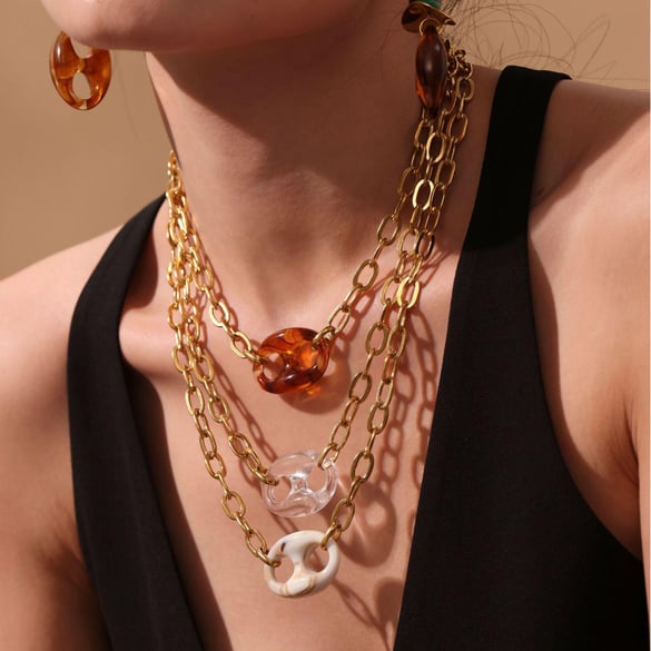 1 Piece Chic Irregular Shape Stainless Steel Gold Color Women's Pendant Necklaces