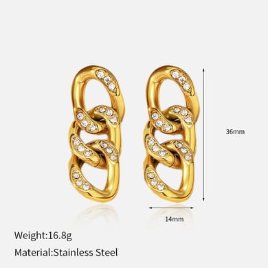 1 Paar unregelmäßig geformte Tropfenohrringe aus Edelstahl in Goldfarbe h5 
