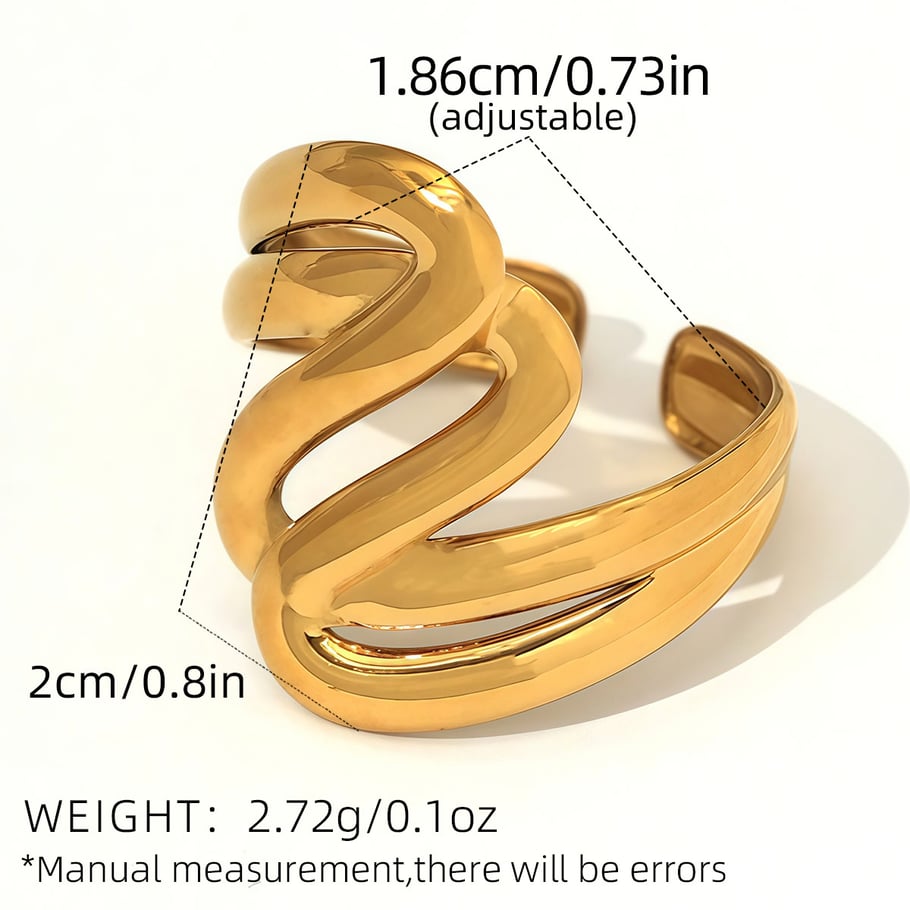 1 Stück einfache, unregelmäßig geformte Statement-Ringe aus Edelstahl in Goldfarbe Bild2