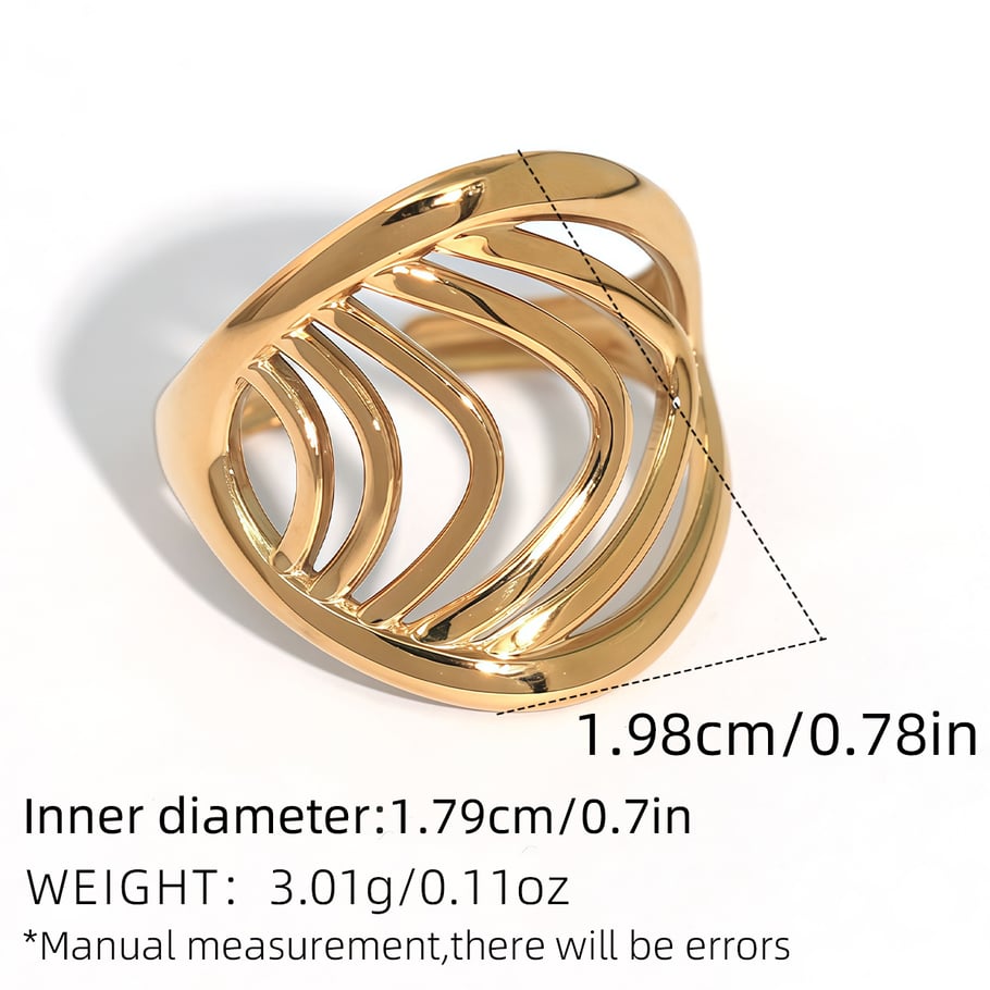 1 pezzo semplice striscia in acciaio inossidabile color oro anelli minimalisti Immagine2