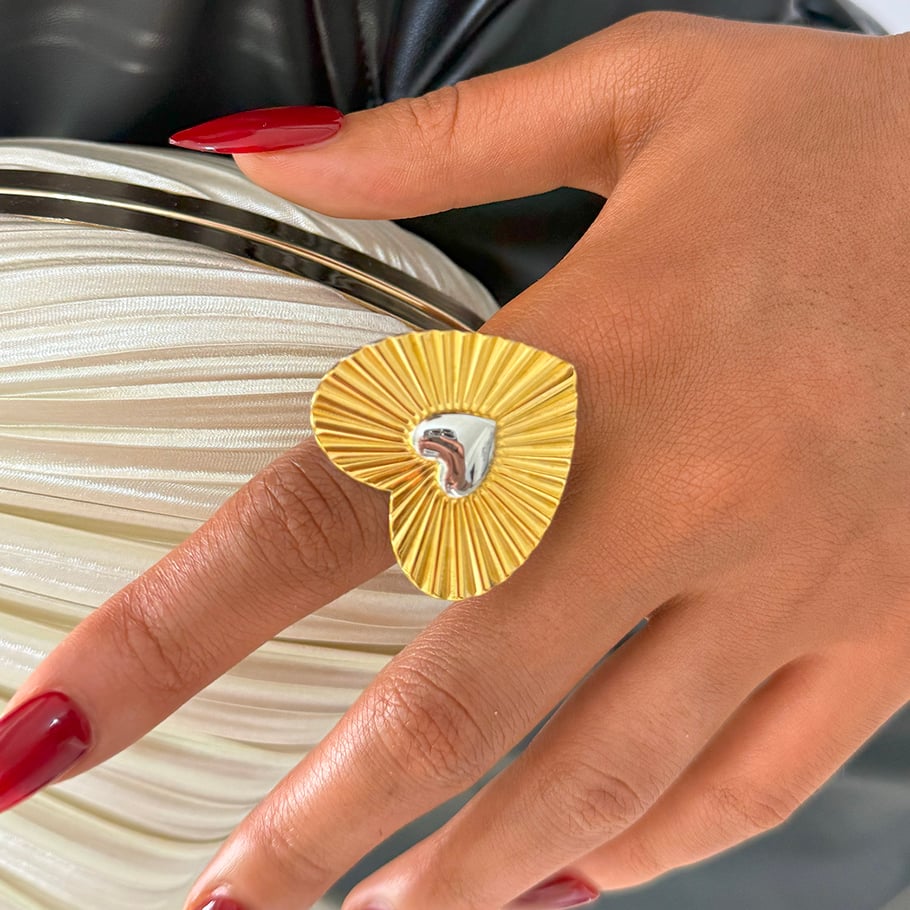 1 Piece Romantic  Simple Heart Stainless Steel  Statement Rings Picture6
