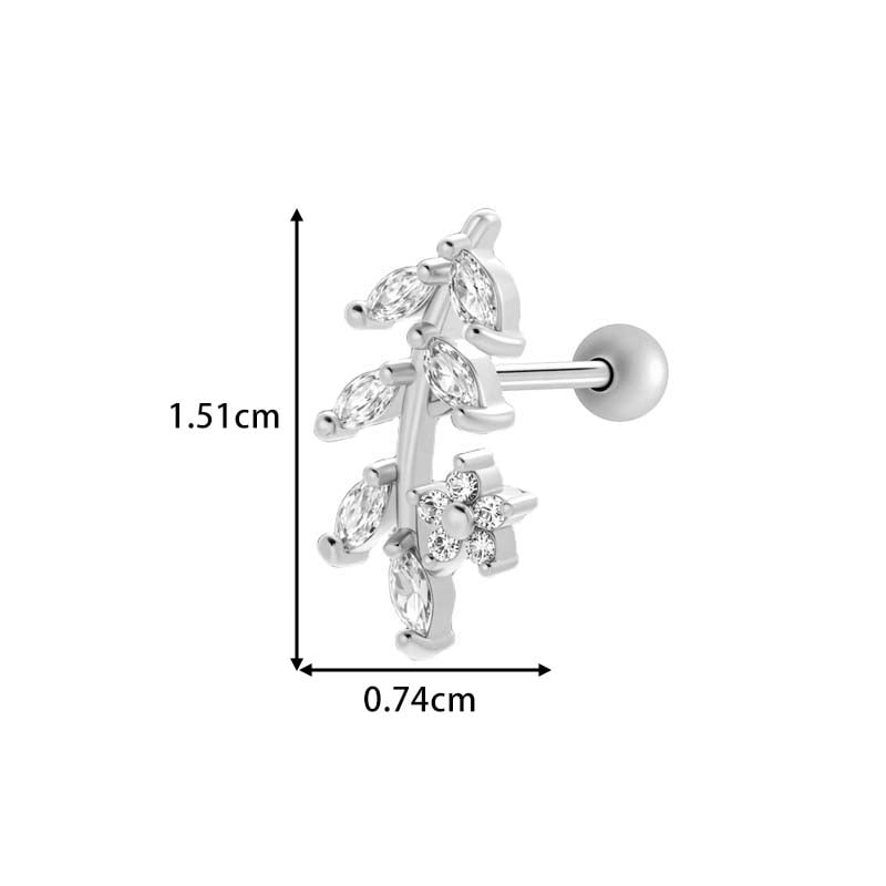 1 Piece Heart Copper Gold Color  Zircon Piercing Earring Picture2