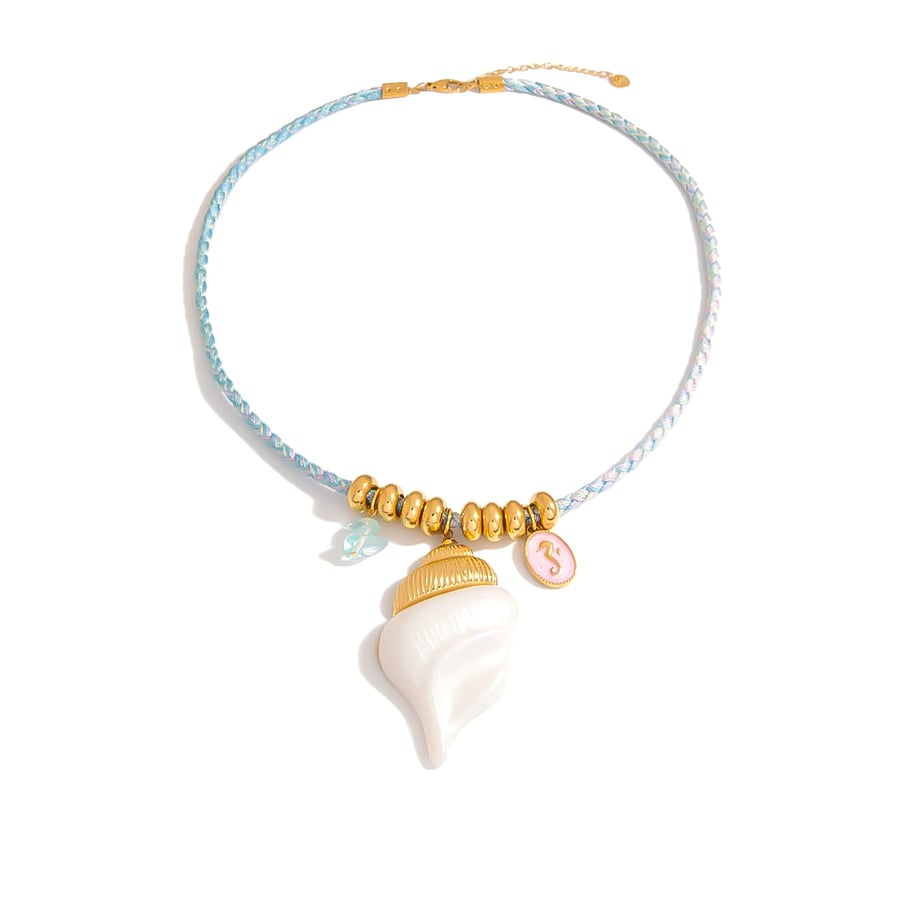 1 Pair Spiral Shell Stainless Steel Pendant Necklace 