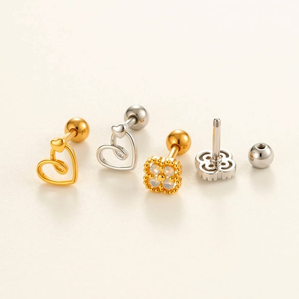 1 orecchino piercing in zircone color rame e oro 2