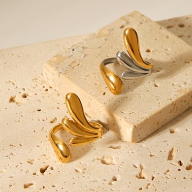 1 Piece Simple Series Daily Irregular Shape Stainless Steel Gold Color Statement Rings h5 Picture8