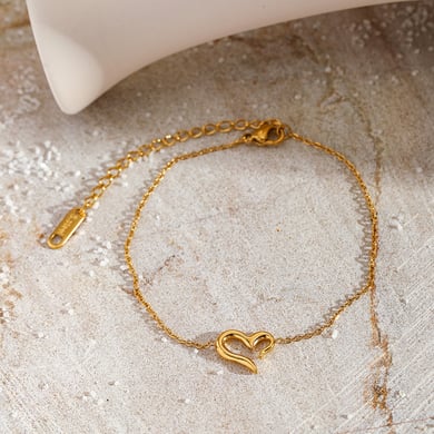 1 Piece Simple Heart Stainless Steel  Gold Color Charm Bracelet h5 Picture5
