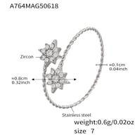 A764-Steel 5A Zircon Star Ring/No.7 Picture6
