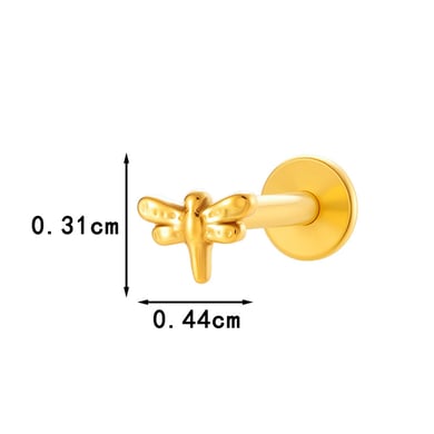 1 Adet Titanyum Alaşımlı Altın Renkli Piercing Küpe h5 Resim2