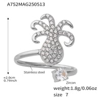 A752-Steel 5A Zircon Octopus Ring/No.7 Picture4