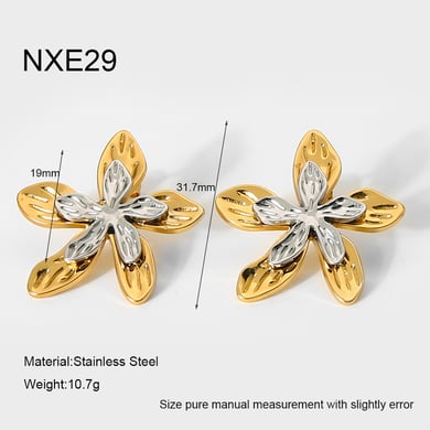 1 Pair Luxurious  Retro Flower Stainless Steel  Women's Stud Earrings h5 