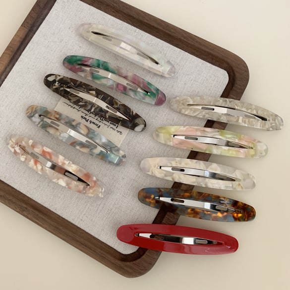 1 Paar Simple Series Retro Mixed Color Acetat Damen Haarspangen 2