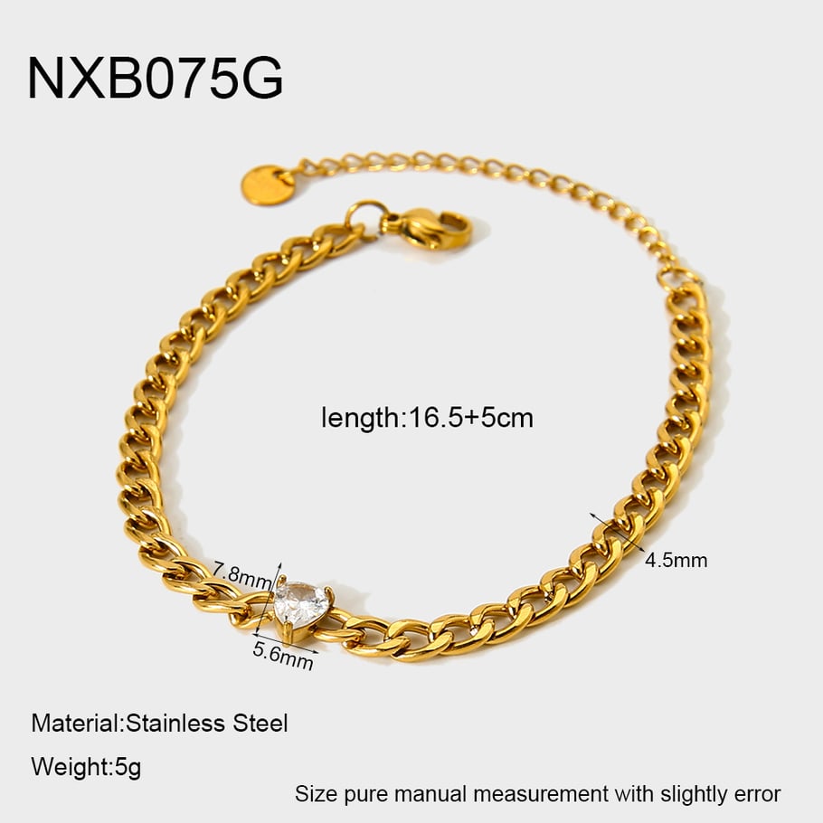 1 Piece Simple Daily Droplet Chain Stainless Steel Chain Bracelets 