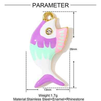1 Stück Glamouröser Fisch Edelstahl Damen Anhänger h5 Bild2
