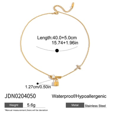 1 pieza elegante collar con colgante de llave de acero inoxidable color dorado para mujer h5 Imagen2