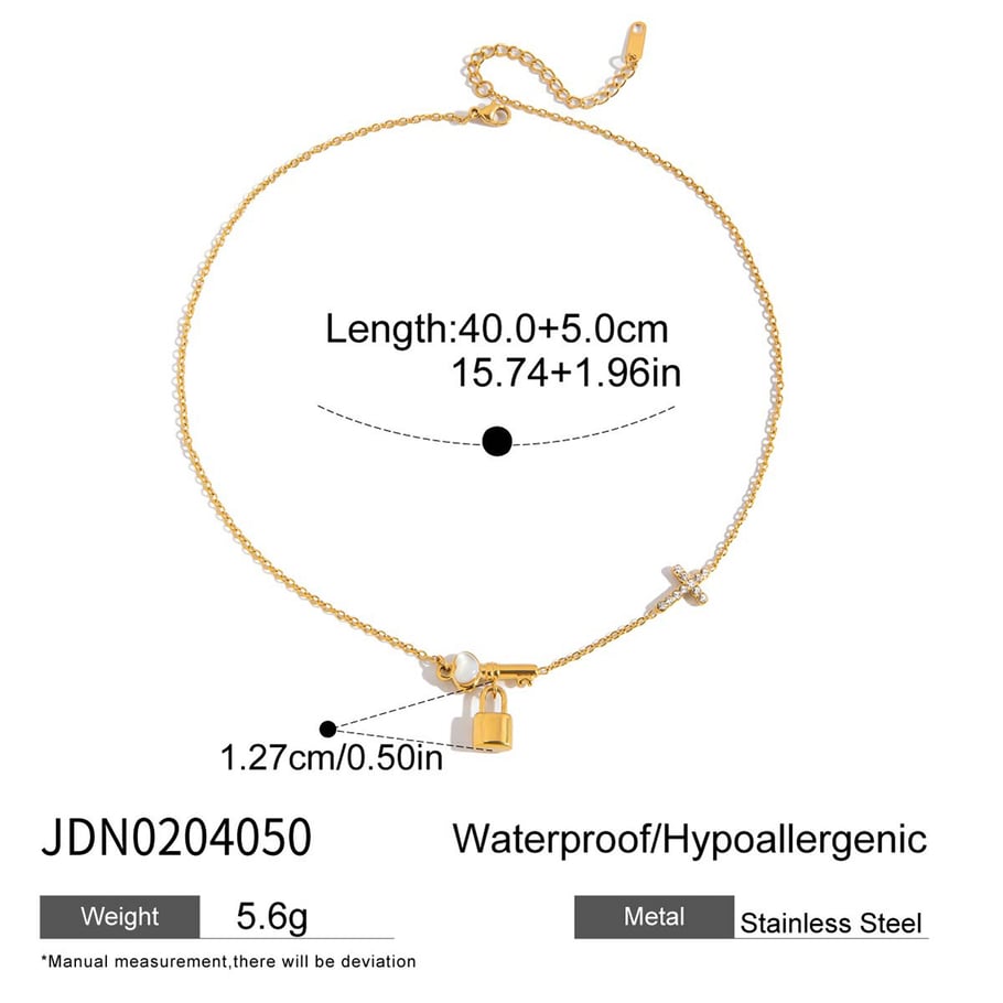 1 pieza elegante collar con colgante de llave de acero inoxidable color dorado para mujer Imagen2