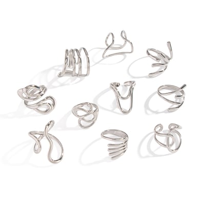 1 Piece Simple Series Casual Irregular Shape Stainless Steel Statement Rings h5 Picture5