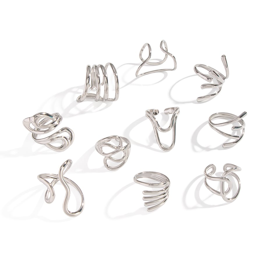 1 Piece Simple Series Casual Irregular Shape Stainless Steel Statement Rings Picture5